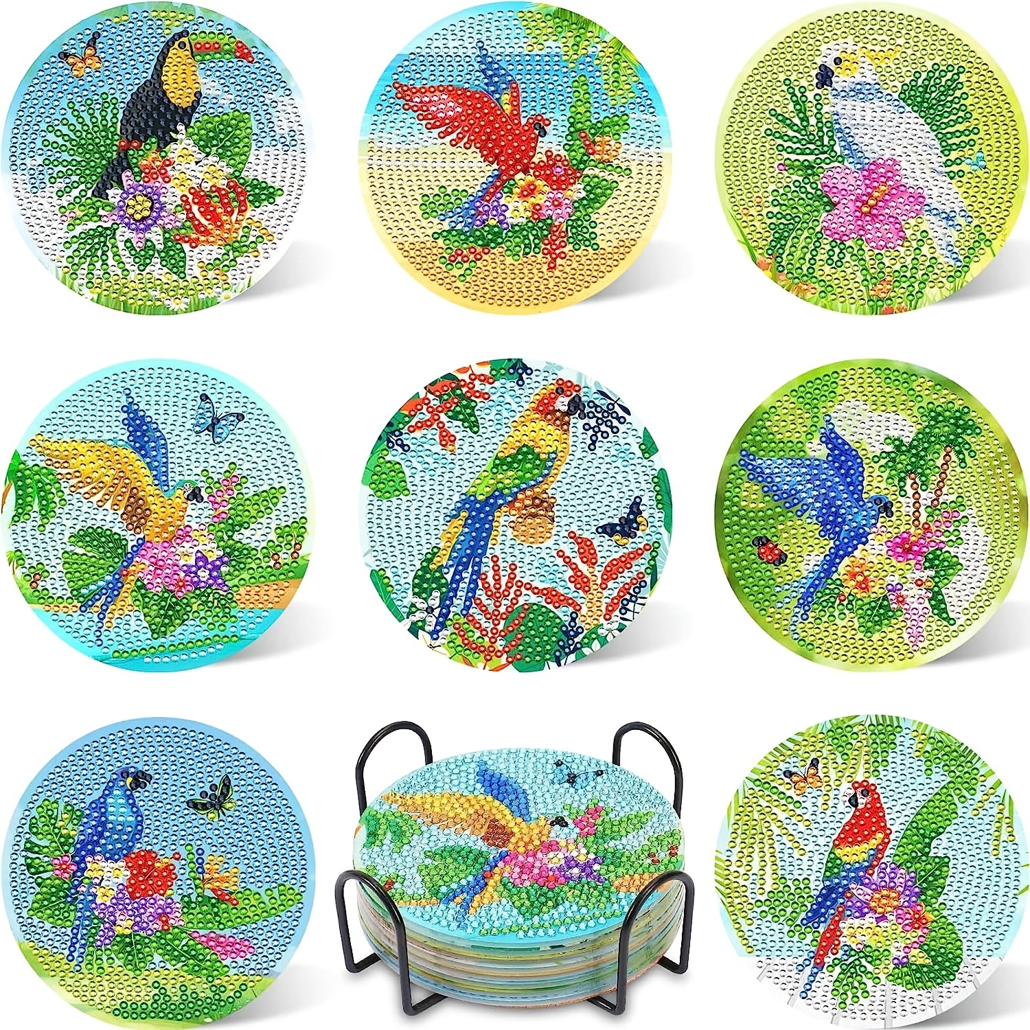 Tropical Birds Diamond Painting Coasters For Drinks - Temu