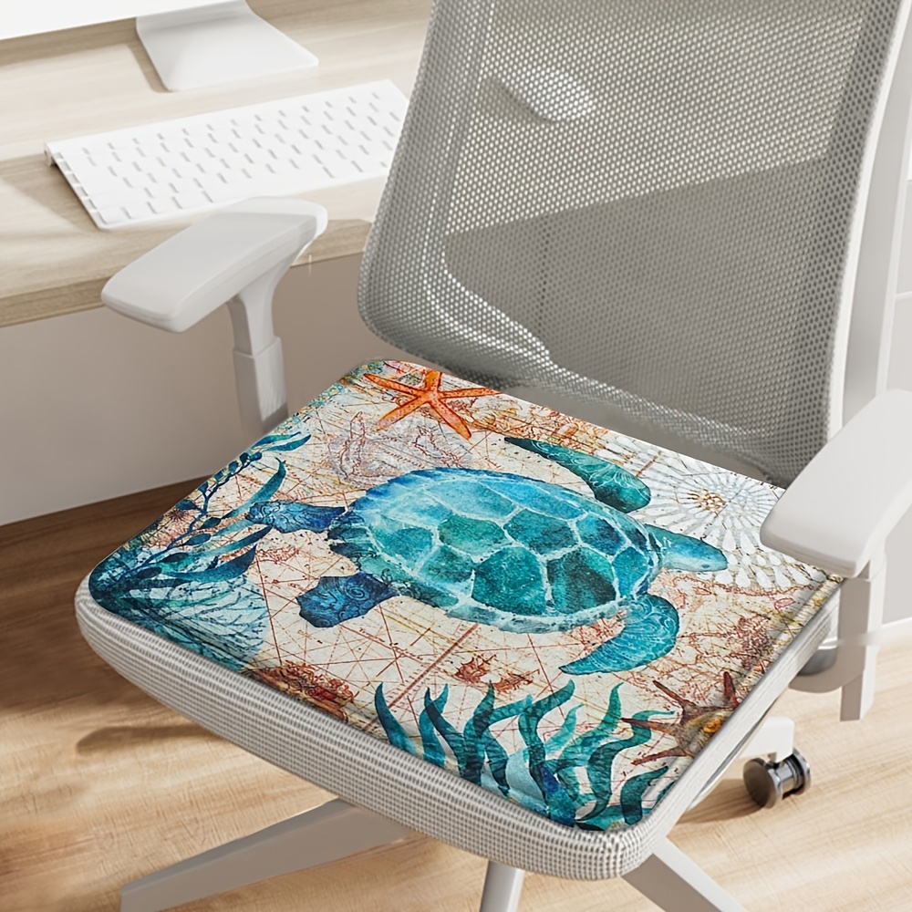 Soft Flannel Sea Turtle Octopus Print Chair Cushion
