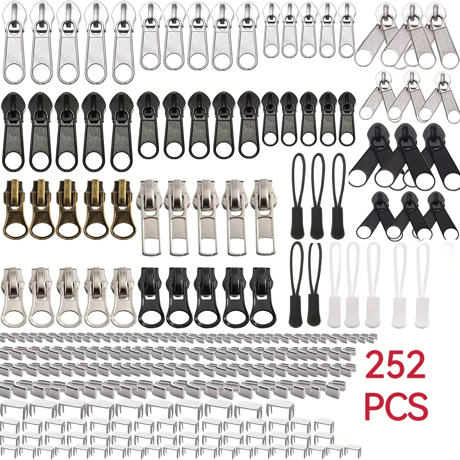 27PCS 5# Metal Zipper Head Slider Puller Stopper Replacement Repair Kit DIY  Acc