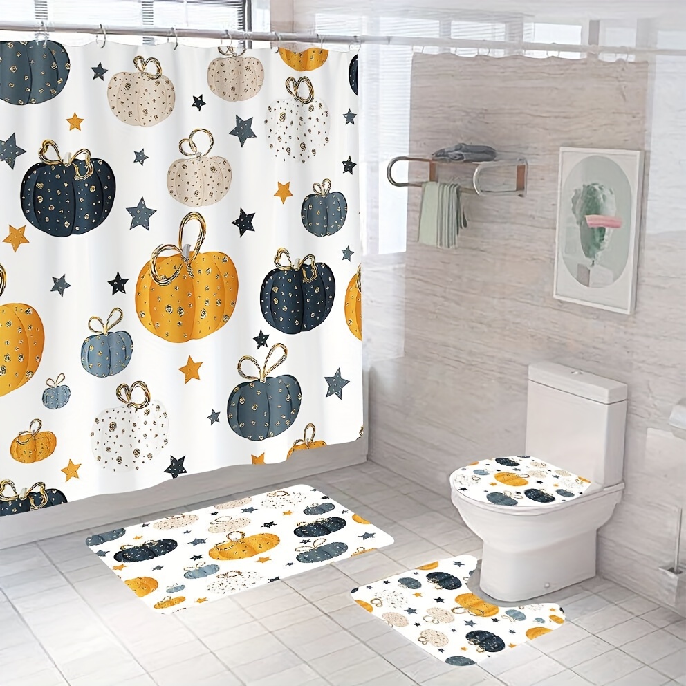 Halloween White Shower Curtain Set, Halloween Mouse Silhouette Witch Sister  Bat Moon Stars Witch Scary Introduction Black Print Shower Curtain,  Non-slip Bath Mat, Bath Rug, Toilet Lid Mat, 12 Hooks, - Temu