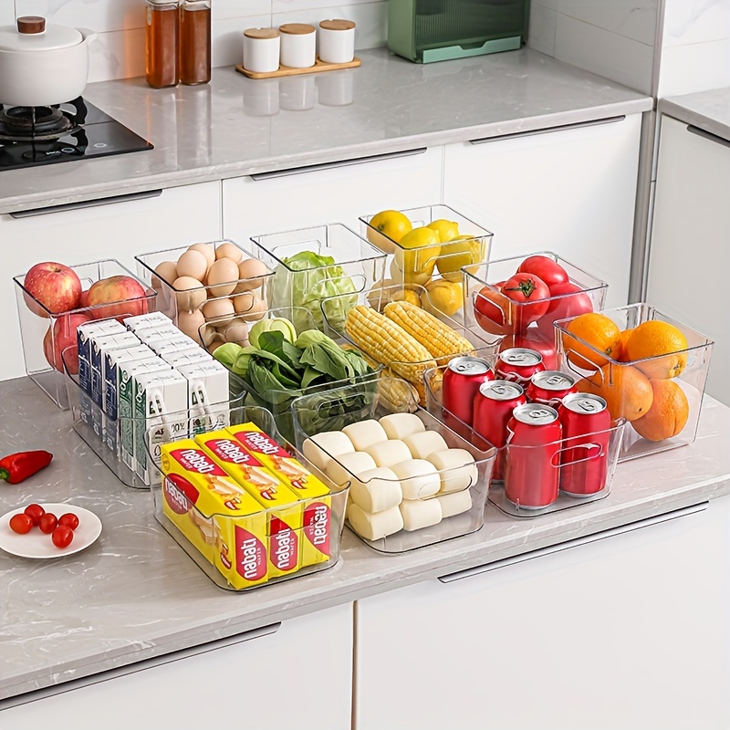 Clear Refrigerator Organizer Bins, Stackable Food Storage Organizer With  Handle, Acrylic Bpa Free And Plastic Freezer Organizer For Fridge, Pantry,  Cabinet, Kitchen Countertops, Household Storage Supplies - Temu