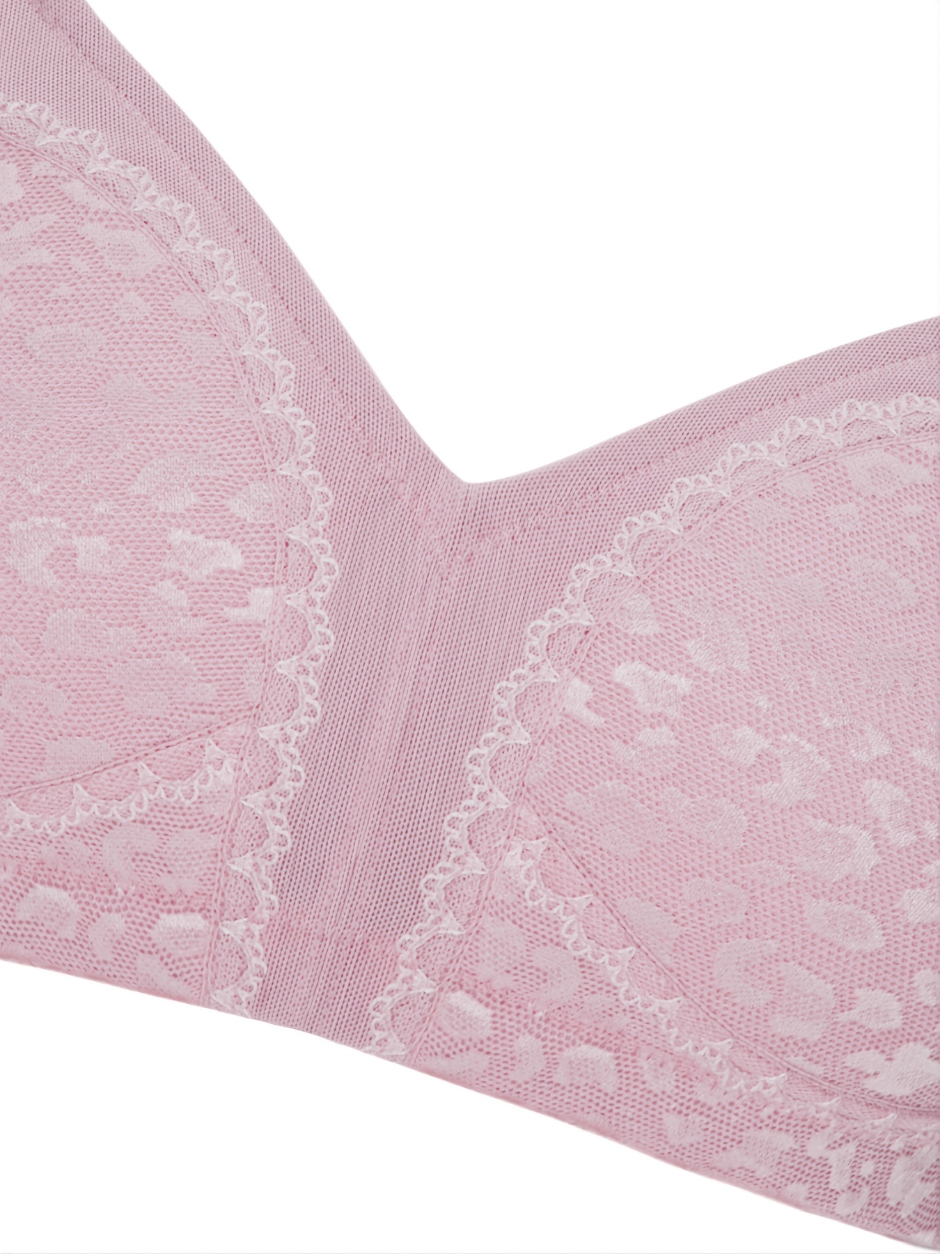 Plus Size Pink Seamless Lace Padded Non-Wired Bralette