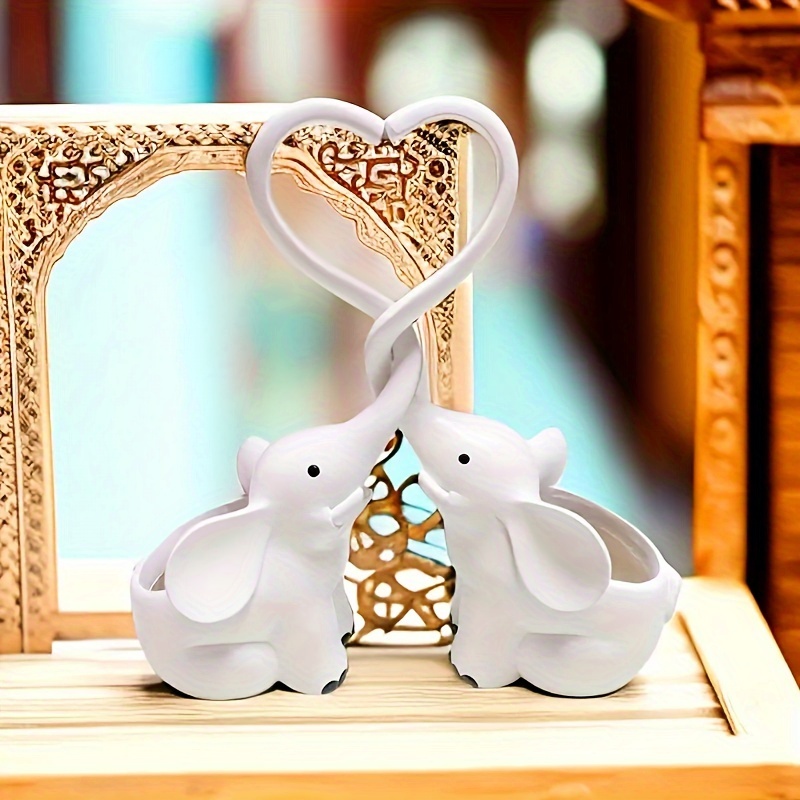 Simulation Animal Couple Elephant Statue Valentine's Day - Temu