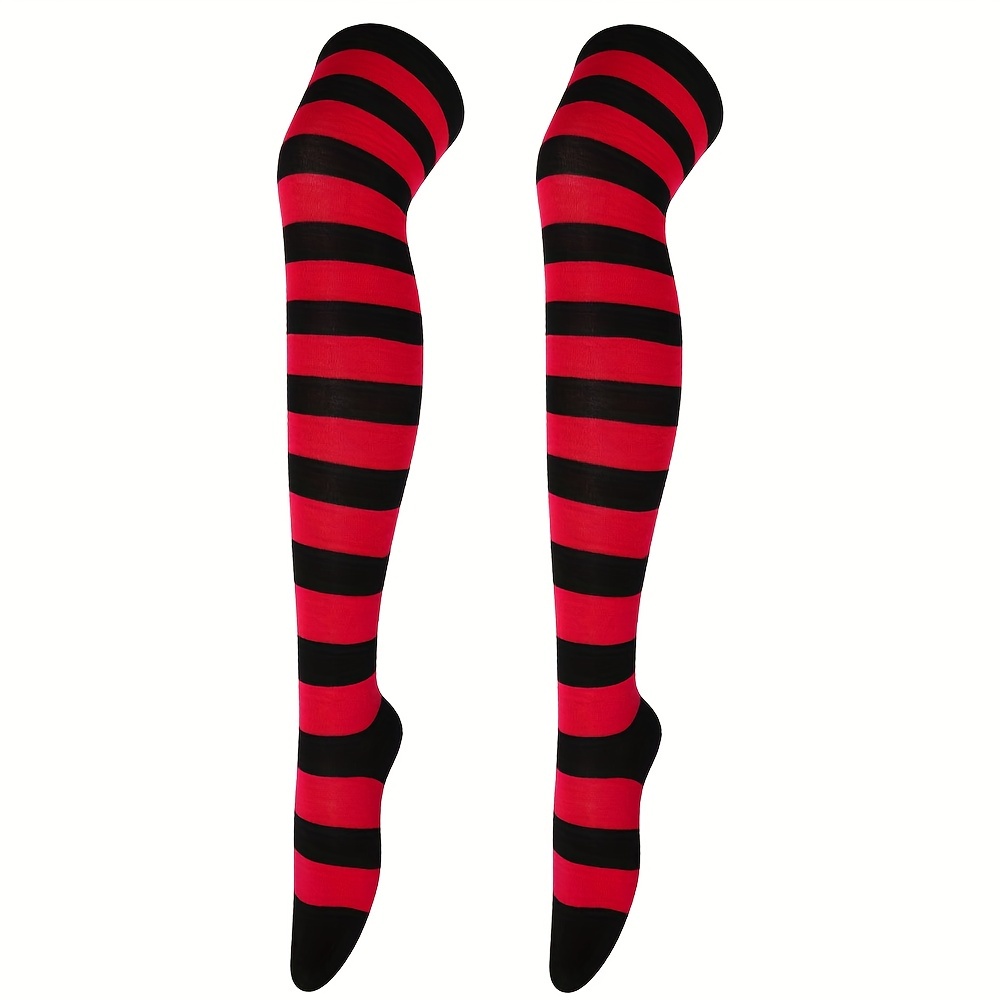 Rainbow Striped Thigh High Socks Music Festival Cosplay - Temu