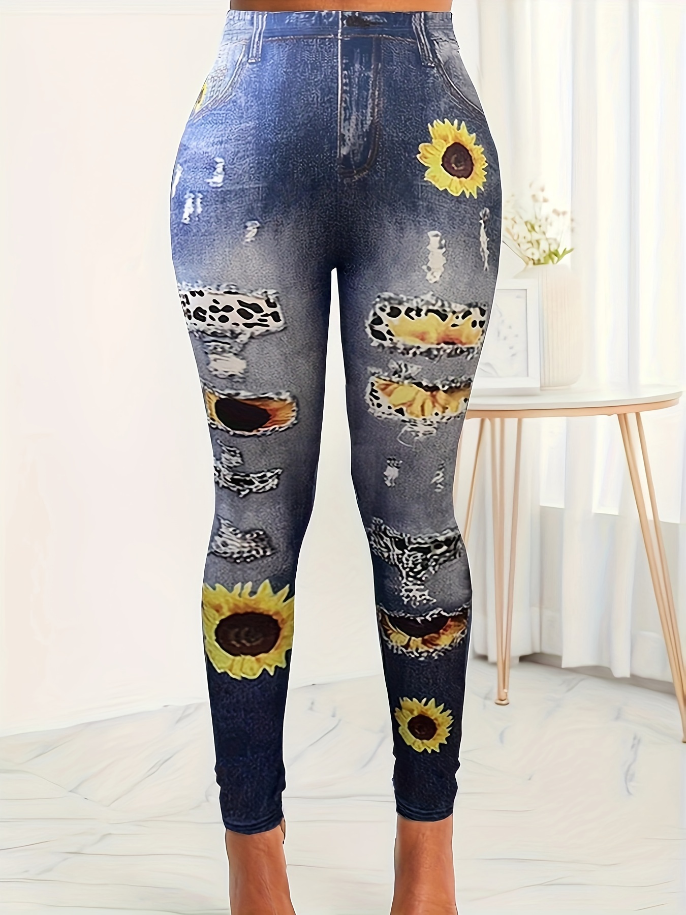 Love Sunflower Graphic Girls Flare Leg Pants Slim Fit - Temu