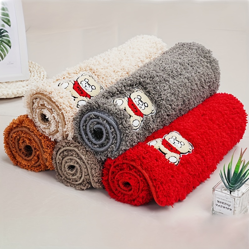 1pc Bathroom Water Absorption Mat, Household Anti-skid Pebble Coral Velvet  Foot Pad, Toilet And Doorway Quick Dry Mat