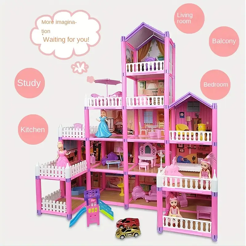 Doll House Girls' Villa Princess Castle Set Children's Crossing Home  Simulation Assembly Toy Birthday Gift, Halloween And Christmas Gift For  Boys And Girls - Temu