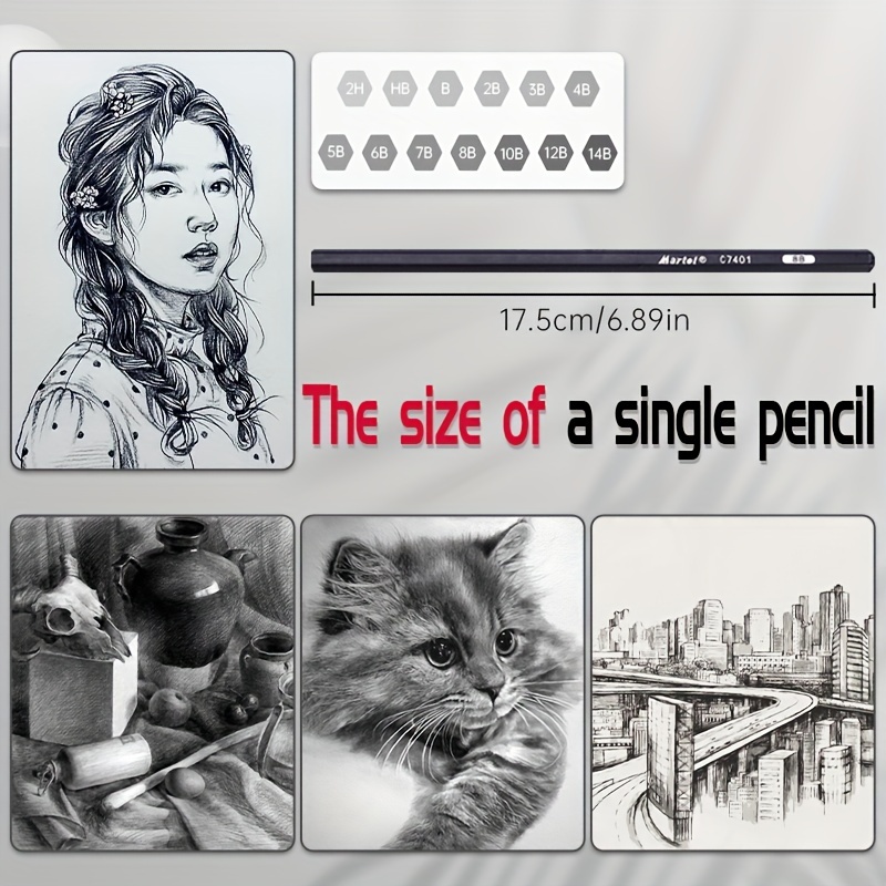 Drawing Pencils 14pcs/set 12B 10B 8B 7B 6B 5B 4B 3B 2B B HB 2H 4H 6H  Graphite Sketching Pencils Professional Sketch Pencils Set for Drawing