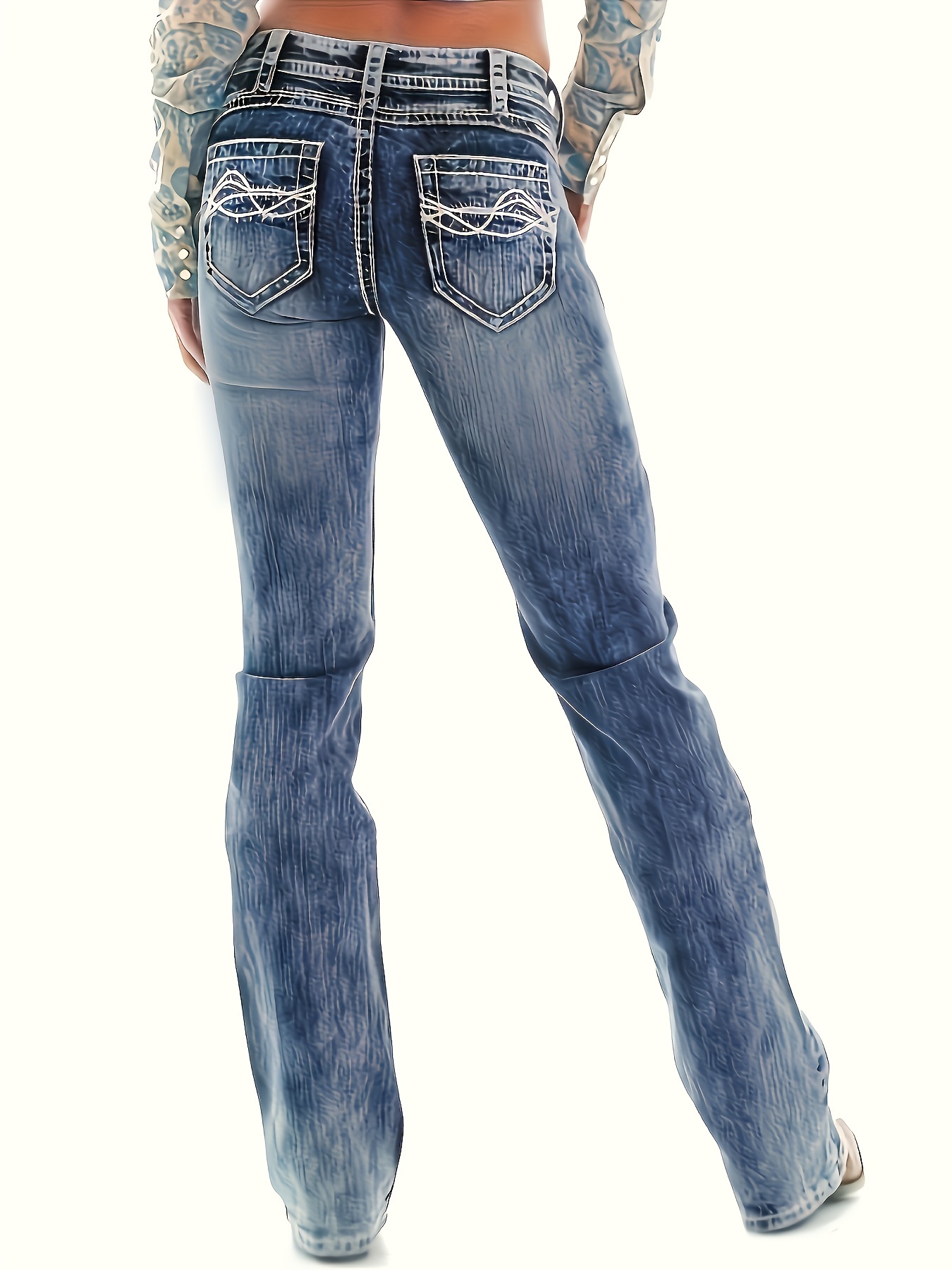 Light Blue Versatile Straight Jeans, Loose Fit Slash Pockets Baggy Denim  Pants, Women's Denim Jeans & Clothing