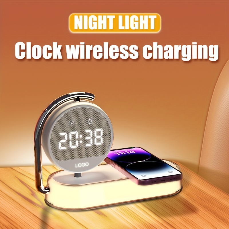 Multifunction Wireless Charger Pad Stand Clock Led Desk - Temu