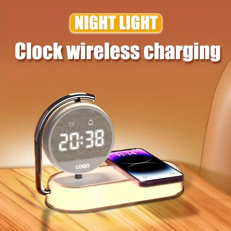 Multifunction Wireless Charger Pad Stand Clock Led Desk - Temu