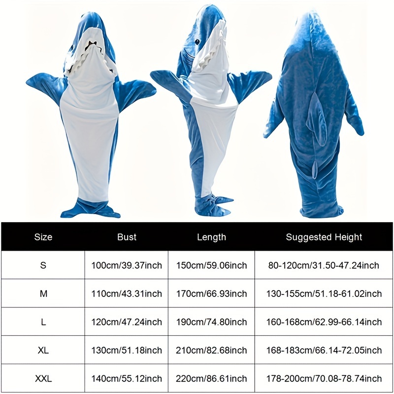  LWPEM - Manta de tiburón, manta de tiburón, manta de tiburón  súper suave y acogedora sudadera con capucha de franela con capucha, saco  de dormir para adultos y niños, una altura