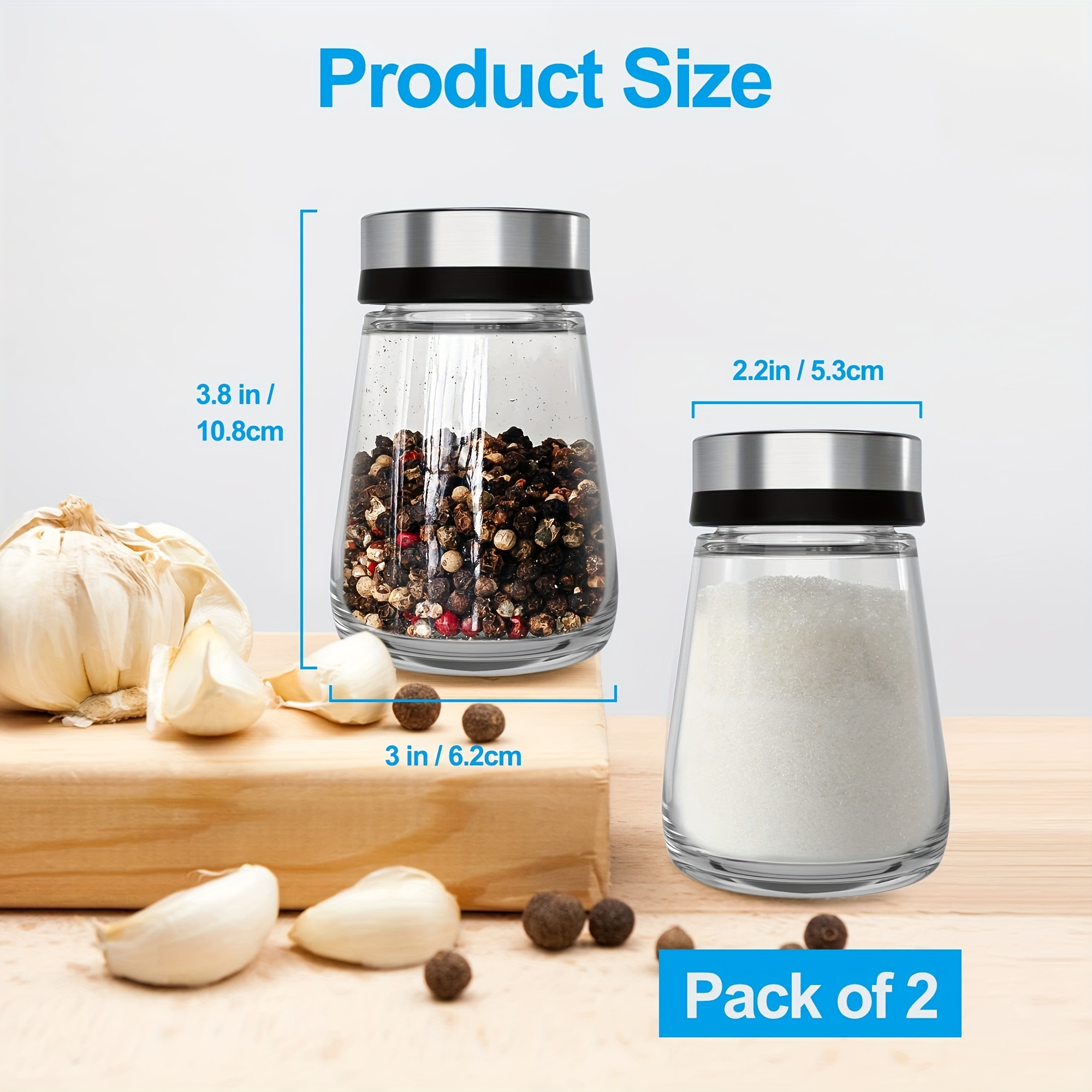 Glass Salt Or Pepper Shakers With Adjustable Pour Holes - Temu