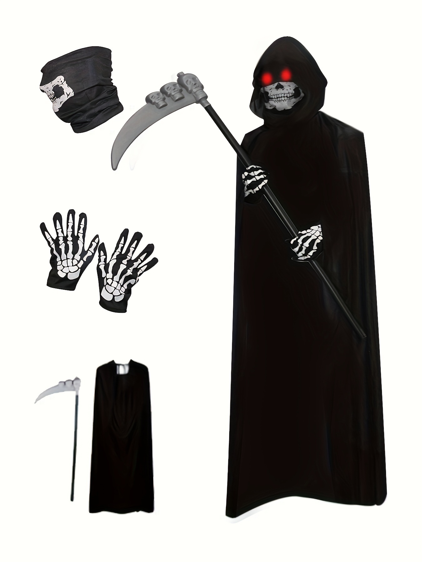 Halloween Cosplay Mantello Vampiro Costume In Velluto Adulto Morte  Mietitore Mantello Nero Teschio Demone Fantasma Abito Stregone Maschile Uomo, Sconti