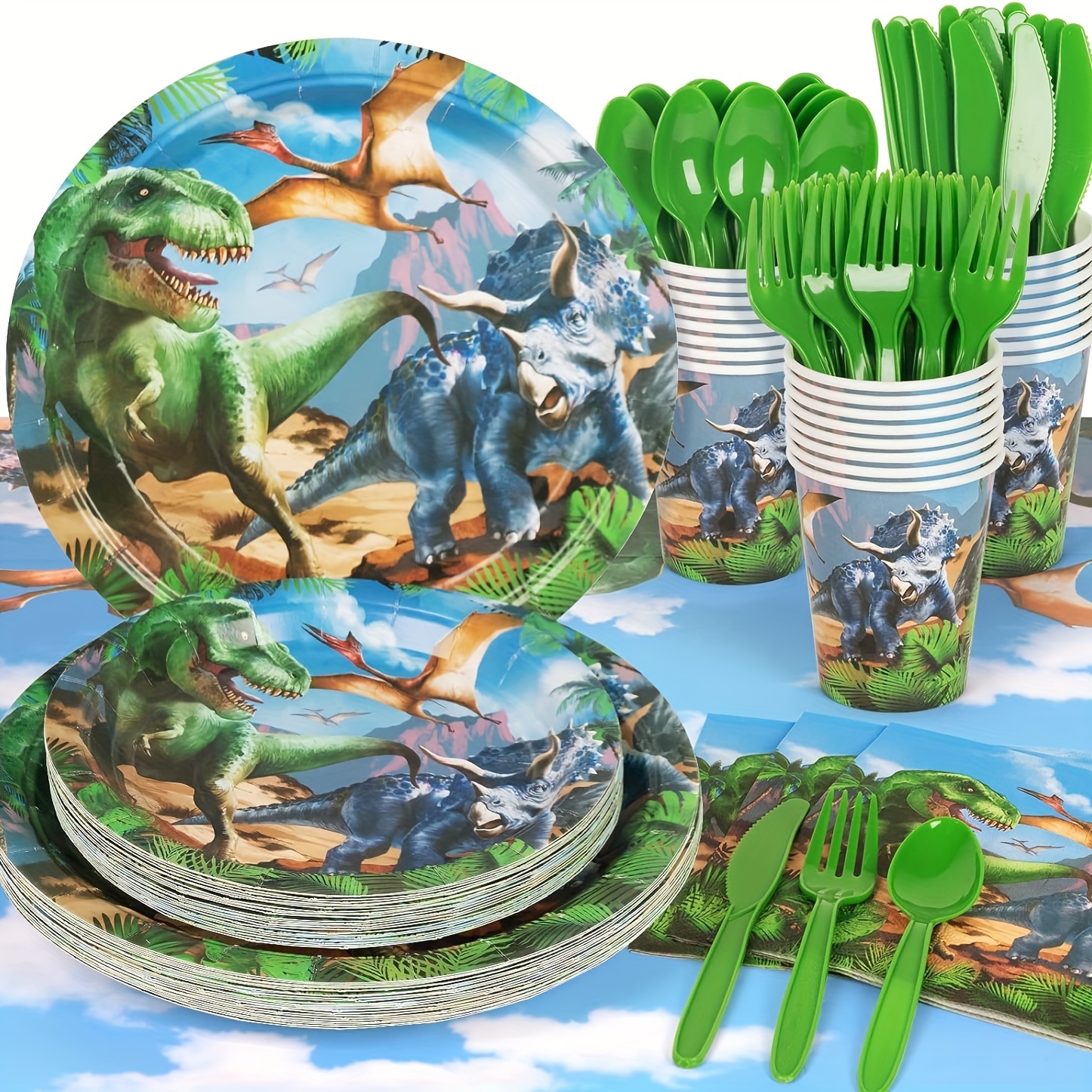 Kit Déco anniversaire thème Dinosaure - Vaisselle Jetable pas cher