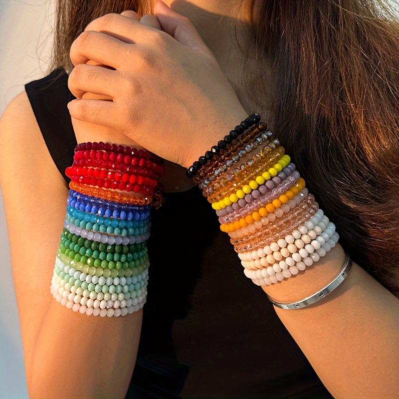 Bulk Lots 24pcs Colorful Crystal Women Girls Stretchable Cute Bracelets Mix  Charm Fashion Wristband Friends Party Gift Accessory