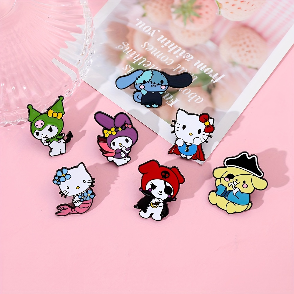 1pc Kuromi and Hello Kitty Anime Enamel Pins Lapel Pins for Backpacks Accessories Badges for Jewelry Brooches Gift,Temu