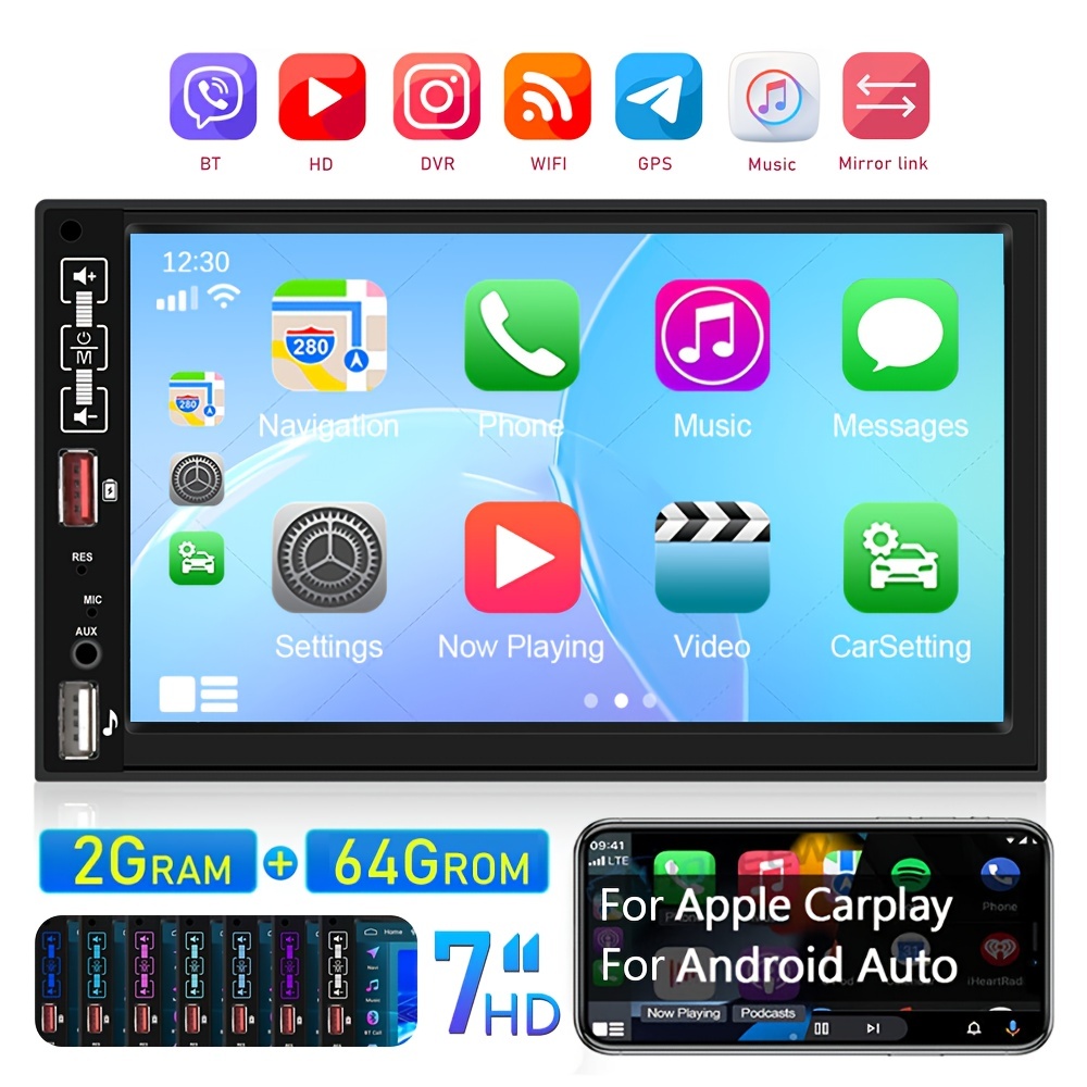Double 2din 7 Arbeit Mit Android11 Car Player Carplay Android Auto 2+32gb  Wifi Gps Fm Radio Rds 2.5d, Kostenloser Versand Für Neue Benutzer