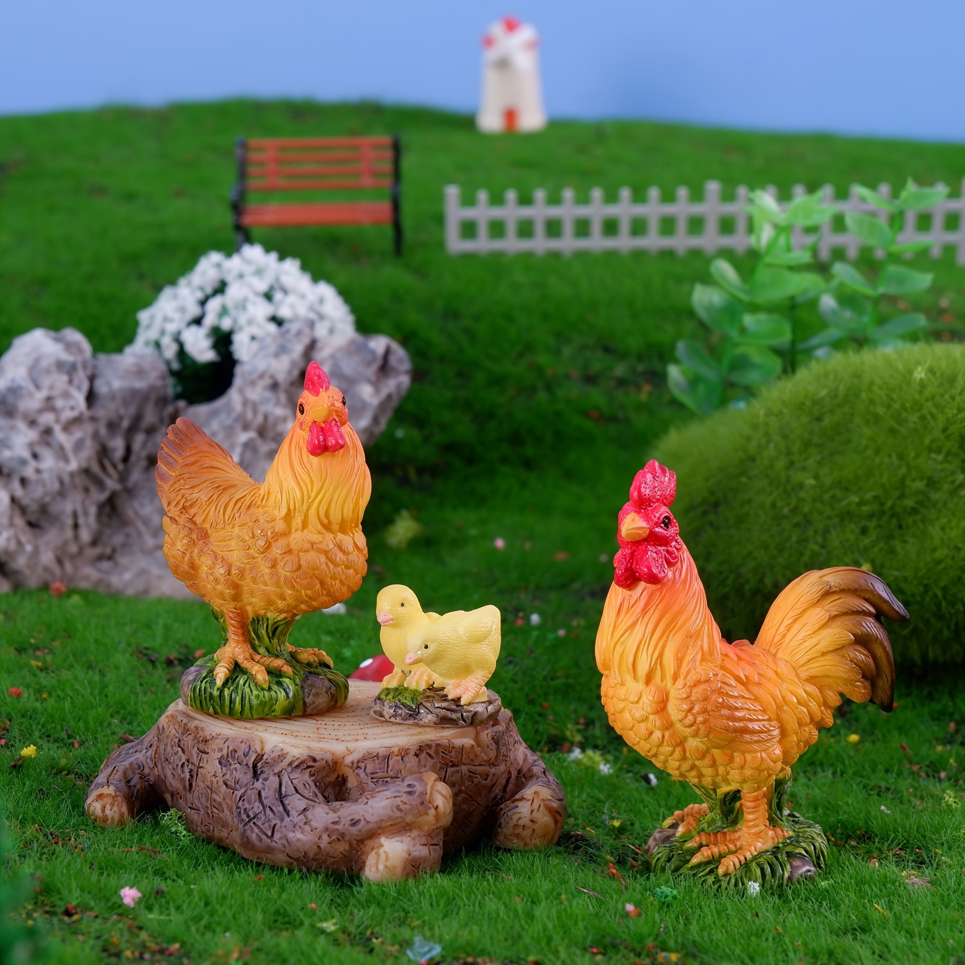 Décoration de poussins de poule de piquet de jardin, statue de jardin  mignonne, ornements de décor d'art pour 