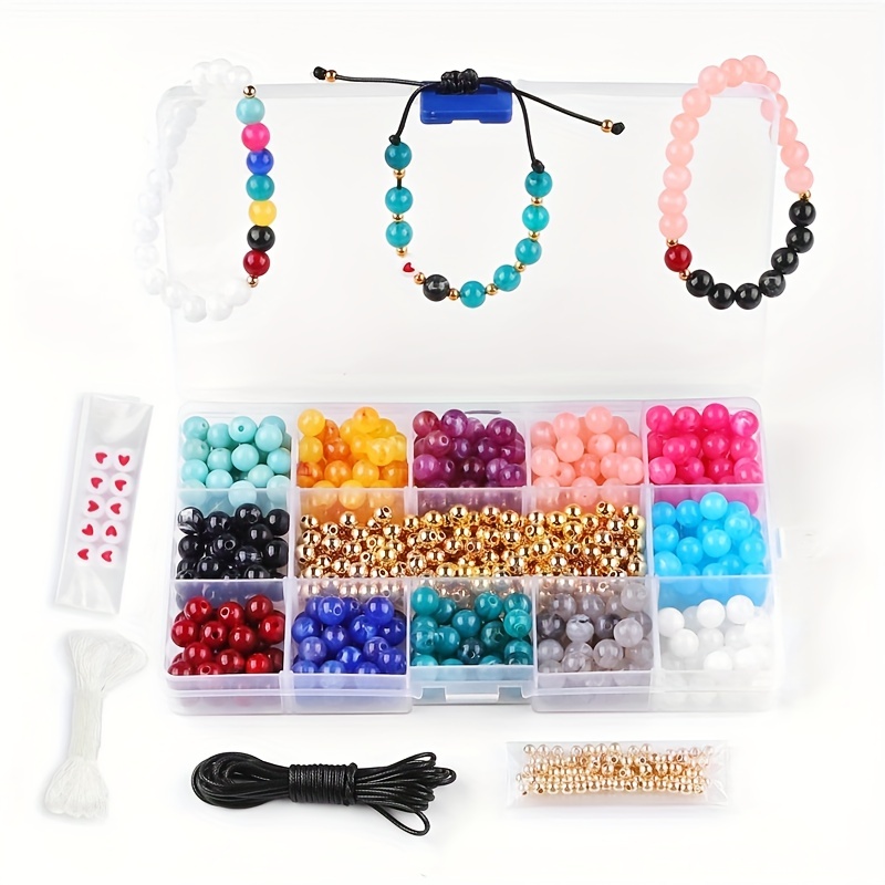 Acrylic Assorted Color Round Bead Case Box Diy Handmade - Temu