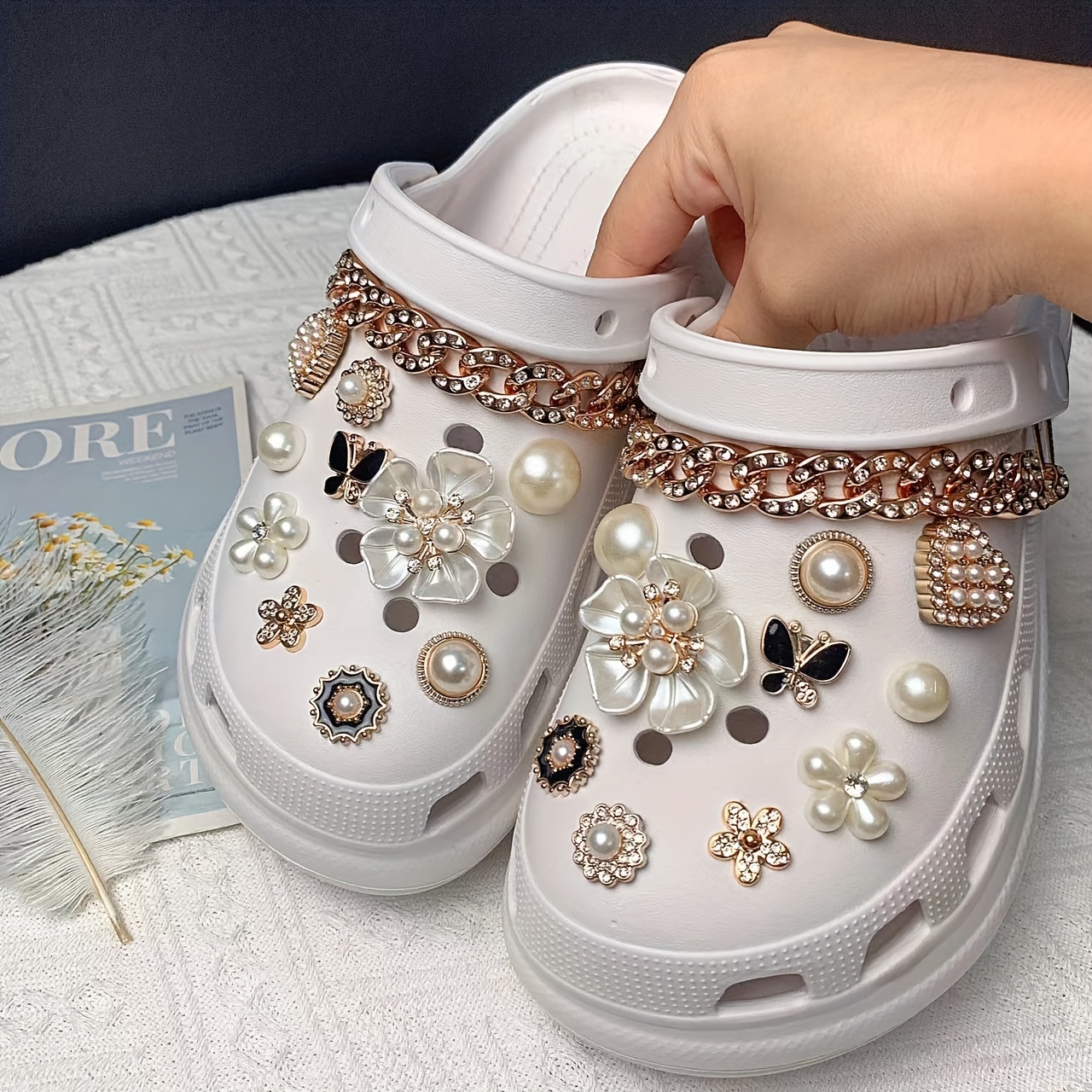 22Pcs/Set Bling Shoe Charms Decoration for Croc Fit for Kids and Women Party Birthday Gifts Jewelry, Jewels Accessories Clog Sandal Shoe