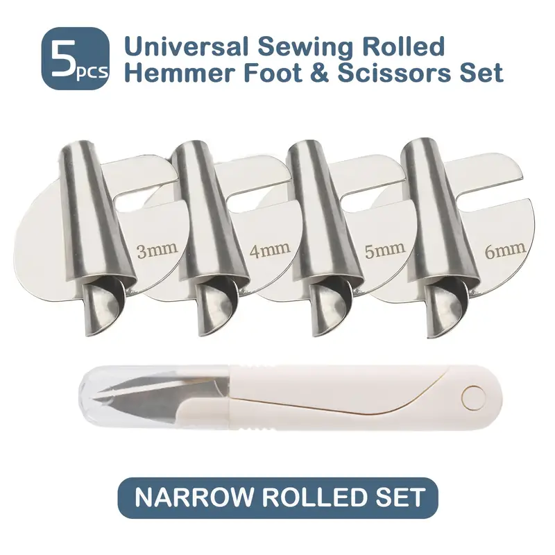 Universal Sewing Rolled Hemmer Foot Scissors Set Wide Rolled - Temu