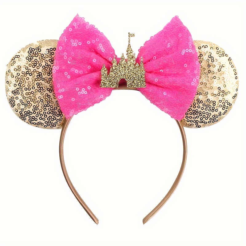 50 Diadema Minnie Mouse Rosa Moño Orejas Fiesta Niña