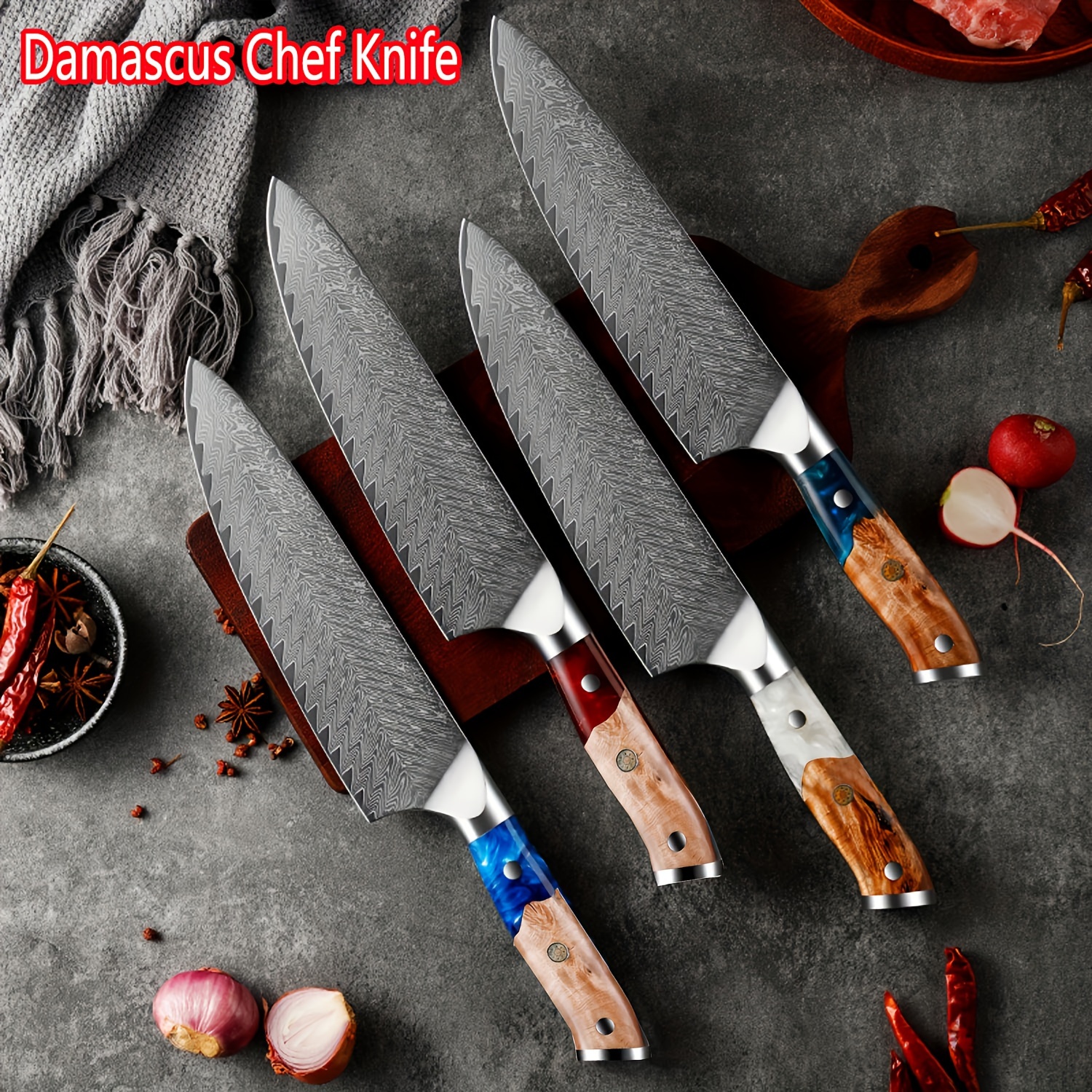 1pc 6 Inches Damascus Chef Knife, VG10 Stainless Steel, Razor Sharp, Stain  Resistance And Durable, Perfect For All-round Food Preparation