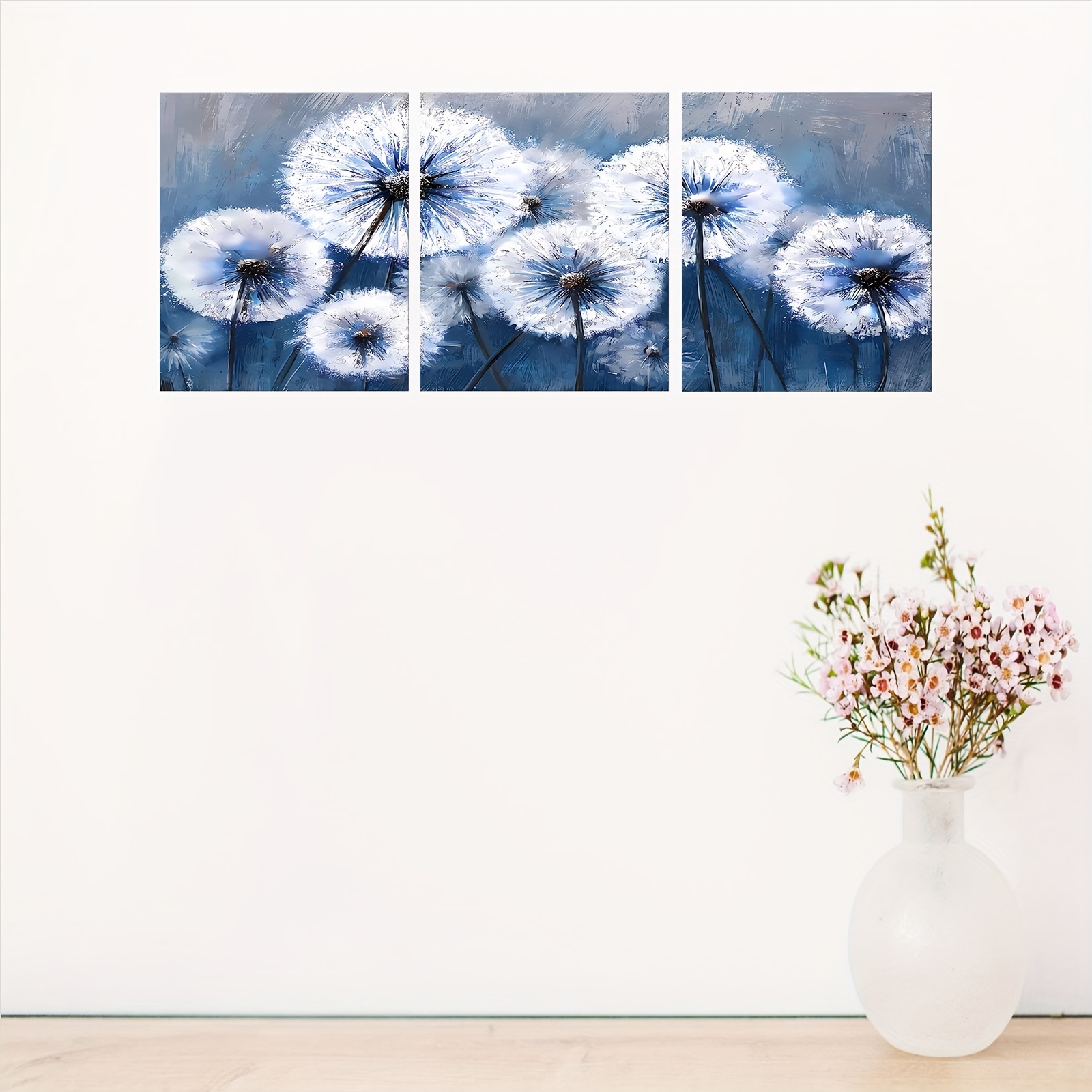 Canvas Poster Modern Art White Dandelion In The Blue - Temu Canada