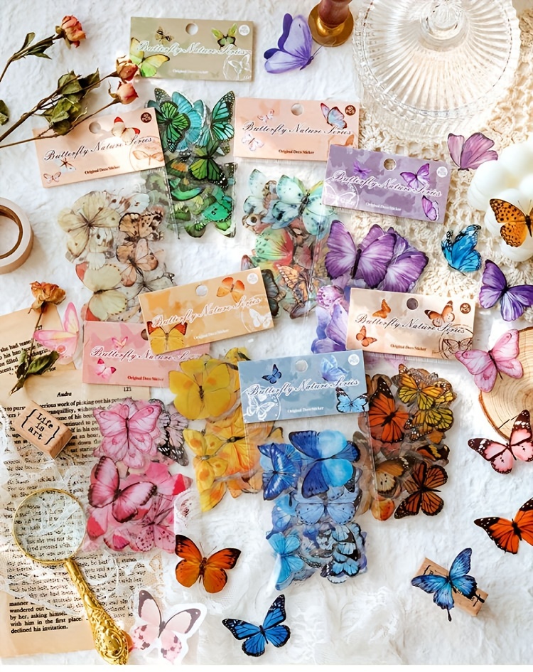 3pcs 3D Butterfly Assorted Sticker, Vintage Creative Sticker For Diary  Decoration