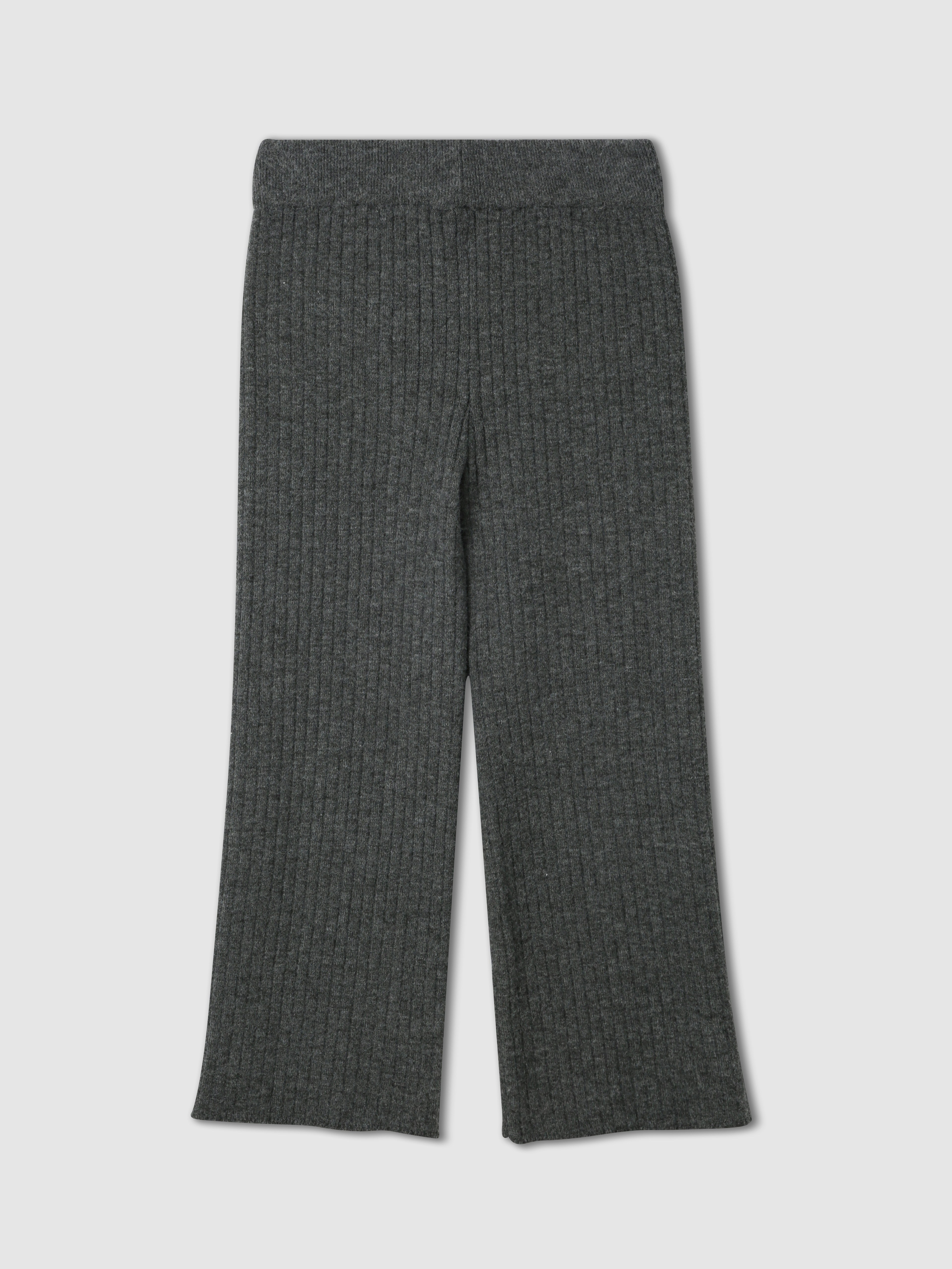 Ash Grey Cashmere Wide Leg Pants