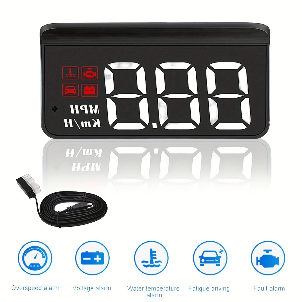Car HUD Head Up Projector, Universal Car Head Up Display High Definition  OBD HUD Windshield Projector Overspeed Security Alarm
