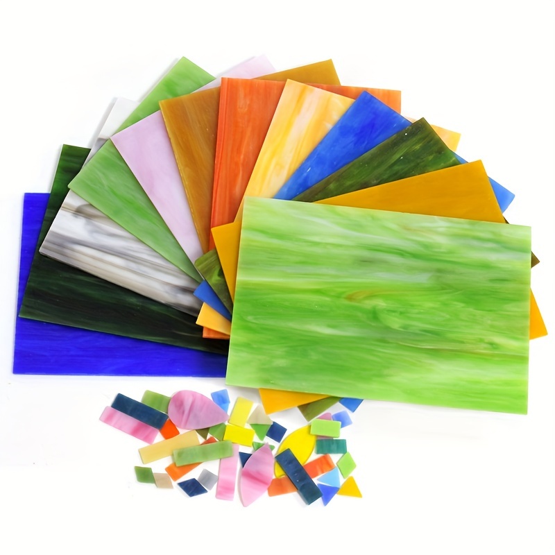 12 Sheets Stained Glass Sheets Pack, 6″ X 4″ Cathedral Glass, Art Glass,  Mosaic