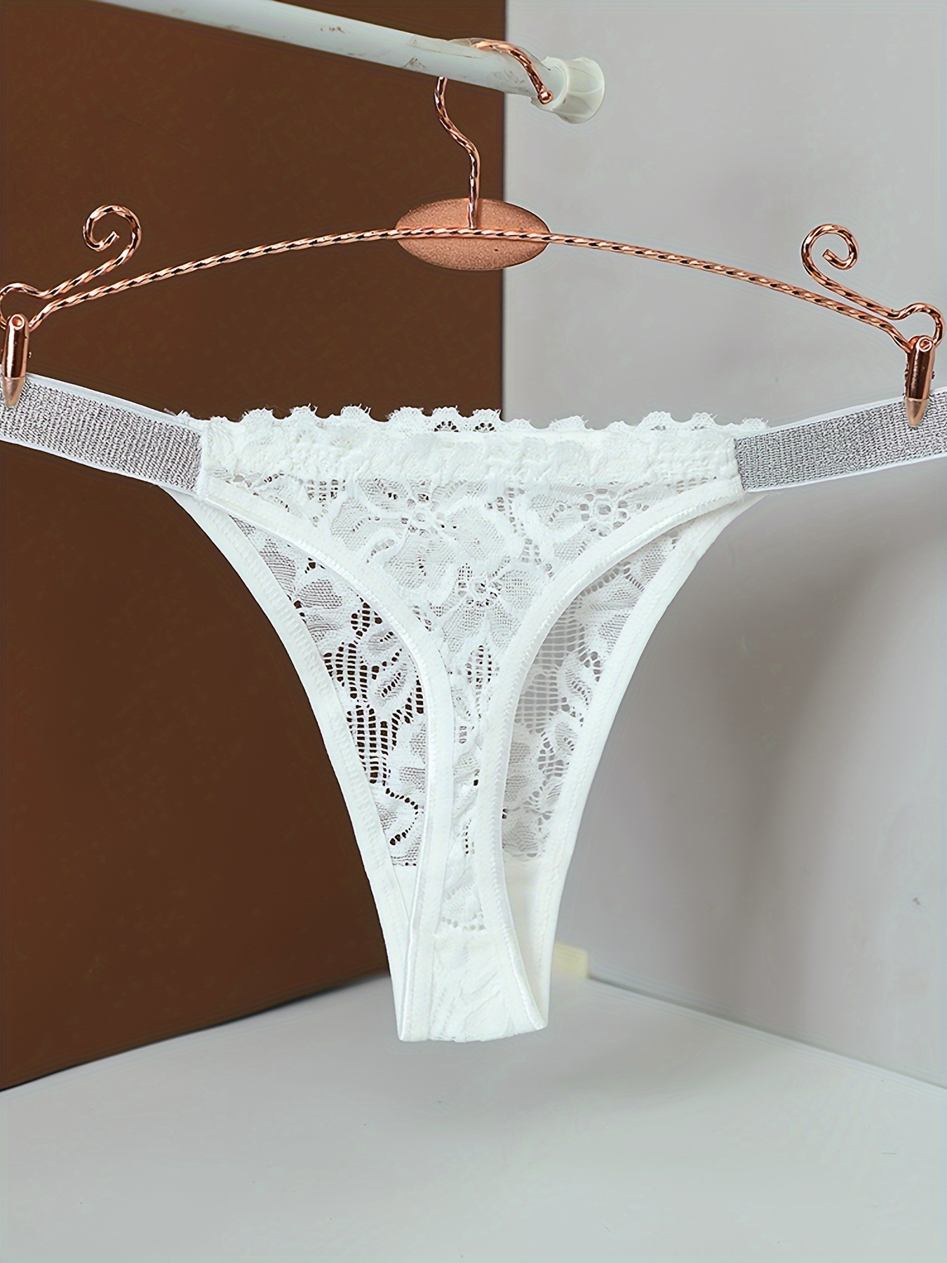 Transparent Hollow Cotton Panties Mid-rise Floral Lace Panty Women  Underwear 1pc