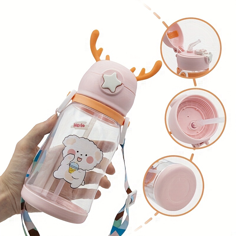 Cute Sippy Cup for Babies, Cartoon Kids Drop-Proof Whale Spray Drinking Cups  with Straw, Outdoor Portable Children Water Bottle Baby Feeding, Light  Purple 