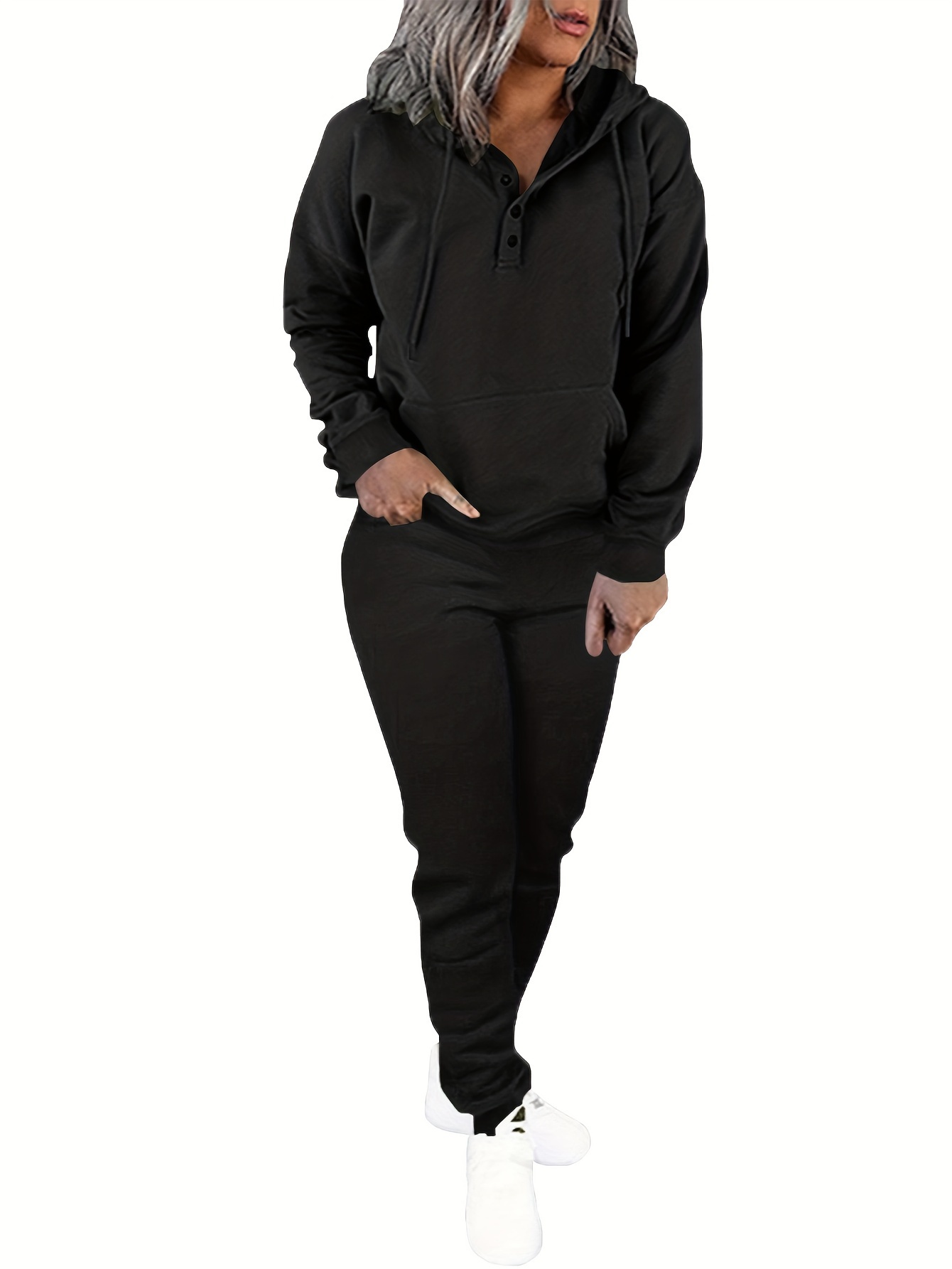 Sweatshirt and Sweatpants Set Women Trousers Sweatershirt Solid