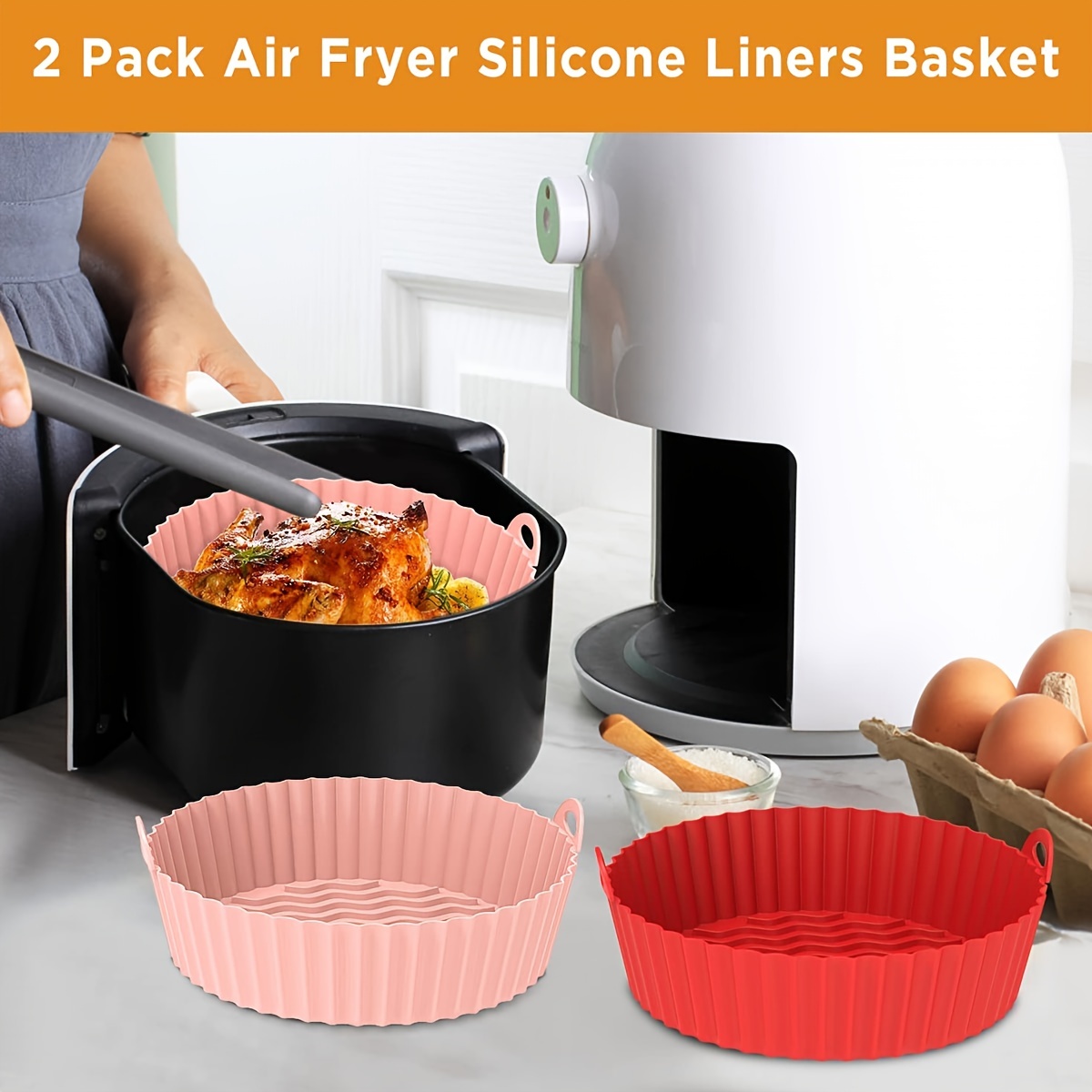 Air Fryer Silicone Fryer Silicone Liner Pot Double Handle Air Fryer