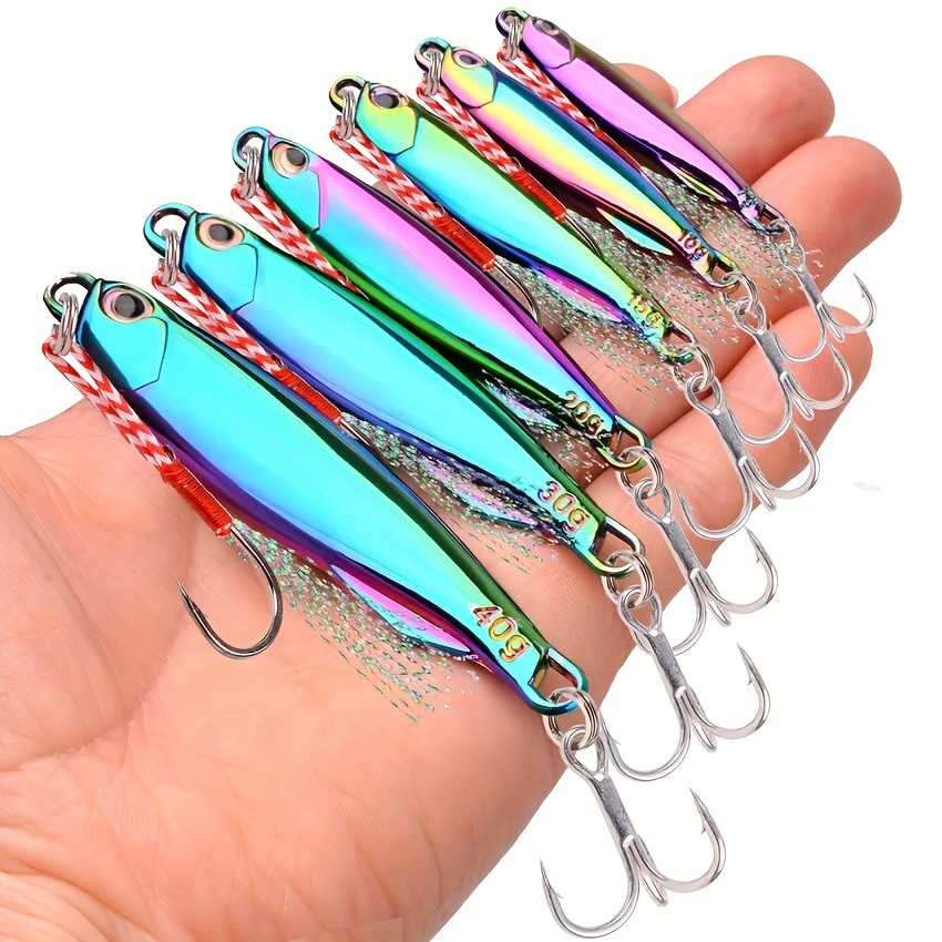 Colorful Metal Spoon Jigs Hooks Electroplated Fishing Lures - Temu