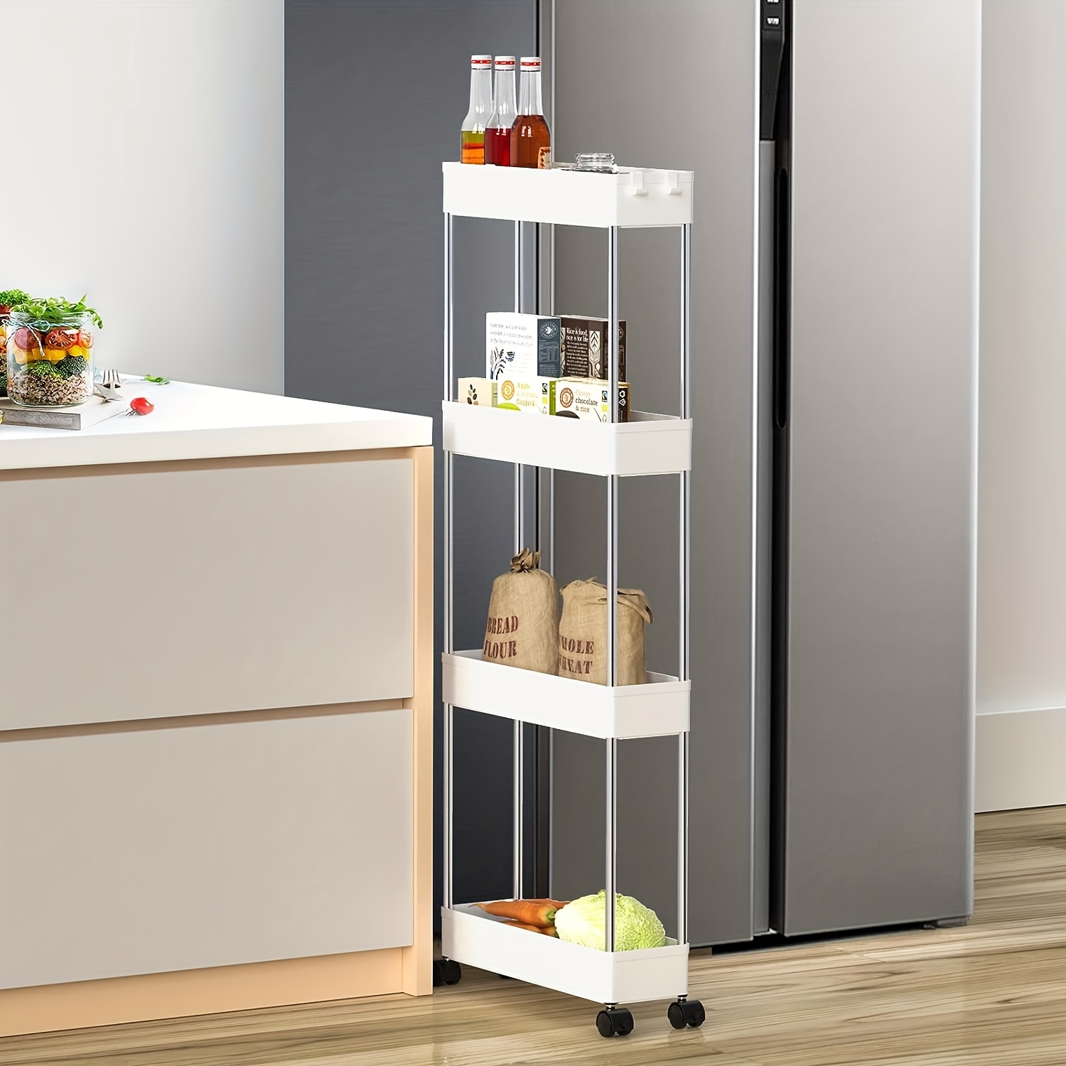 Countertop Seam Storage Shelf Removable Trolley Slot Bathroom Storage Shelf
