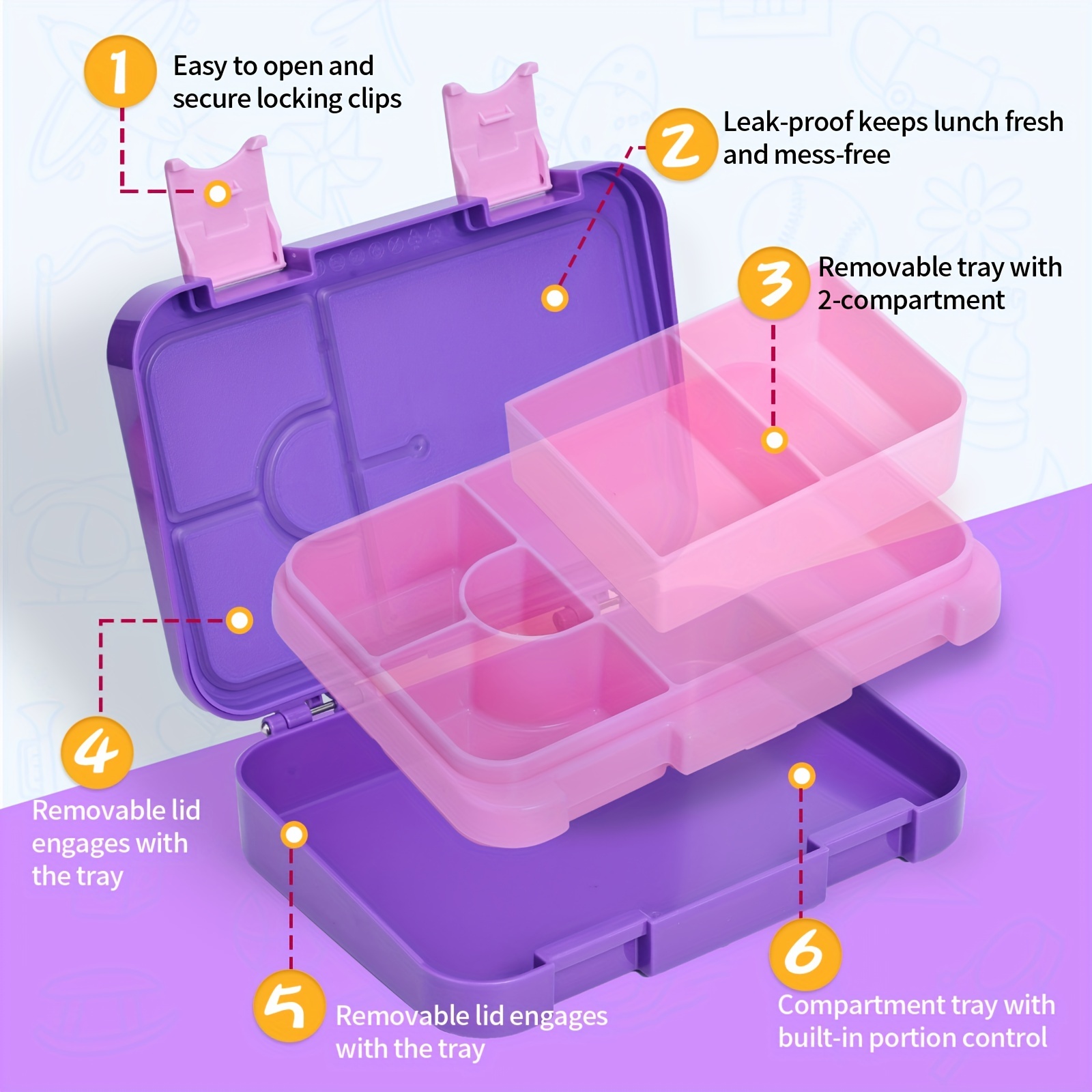 Caperci Dinosaur Bento Lunch Box for Kids - Leakproof 6-Compartment  Children's Lunch Container with …See more Caperci Dinosaur Bento Lunch Box  for