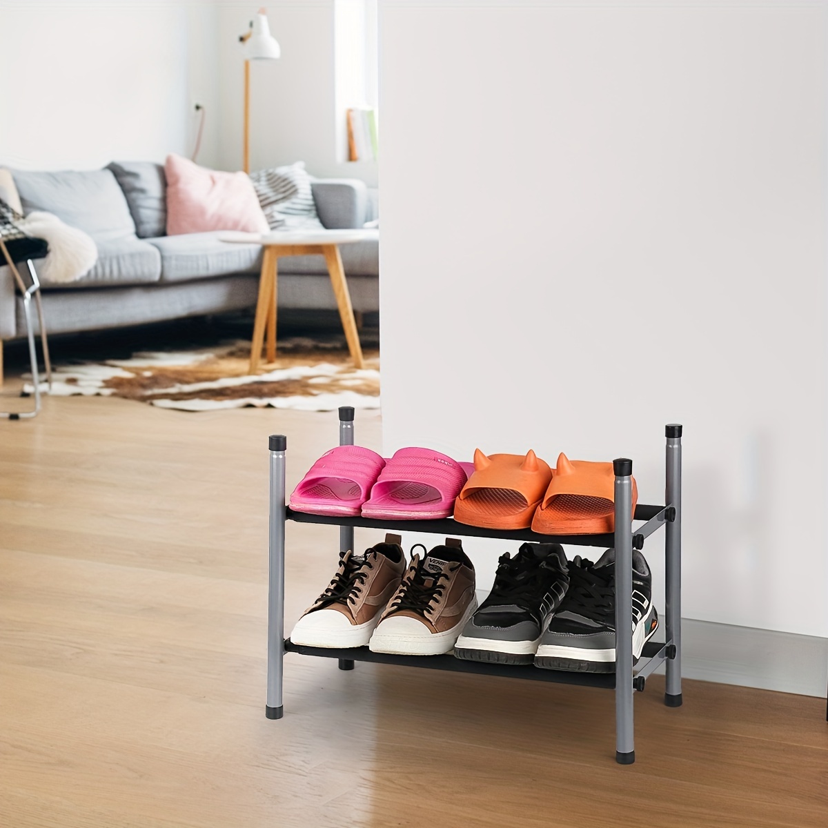 2 tier Expandable Shoe Rack Stackable Adjustable Shoe Shelf - Temu