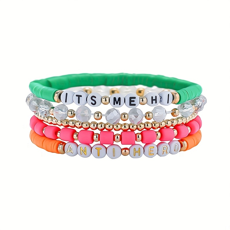 Boho Rainbow Soft Clay Bracelet Women Handmade Multicolor - Temu