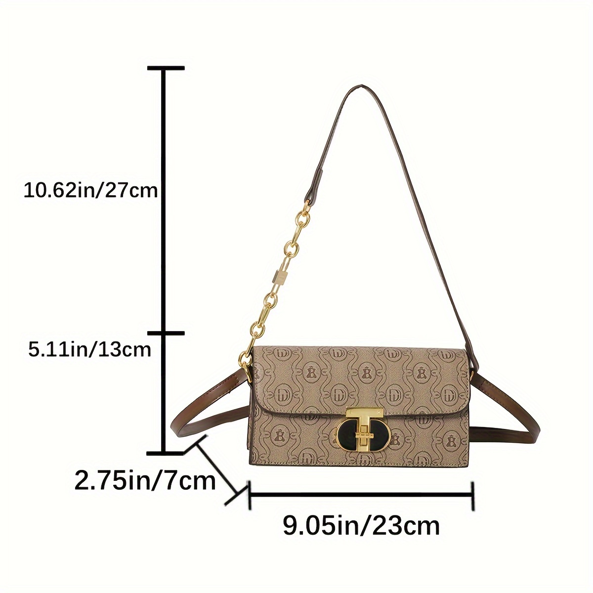 Three-in-one Crossbody Bag Set, Retro Geometric Print Shoulder Bag, Trendy  Chain Bag With Round Coin Purse - Temu