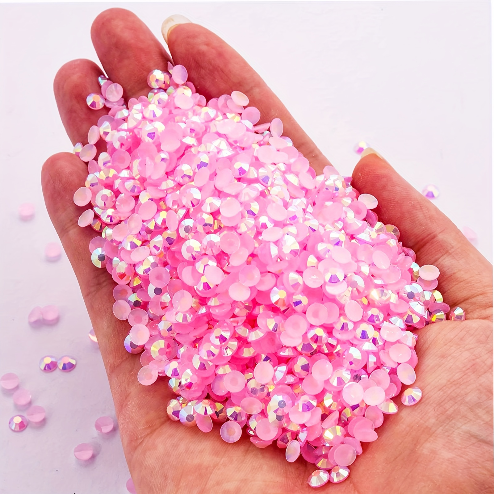 2000pcs Pink AB Resin Flat Bottom Rhinestones