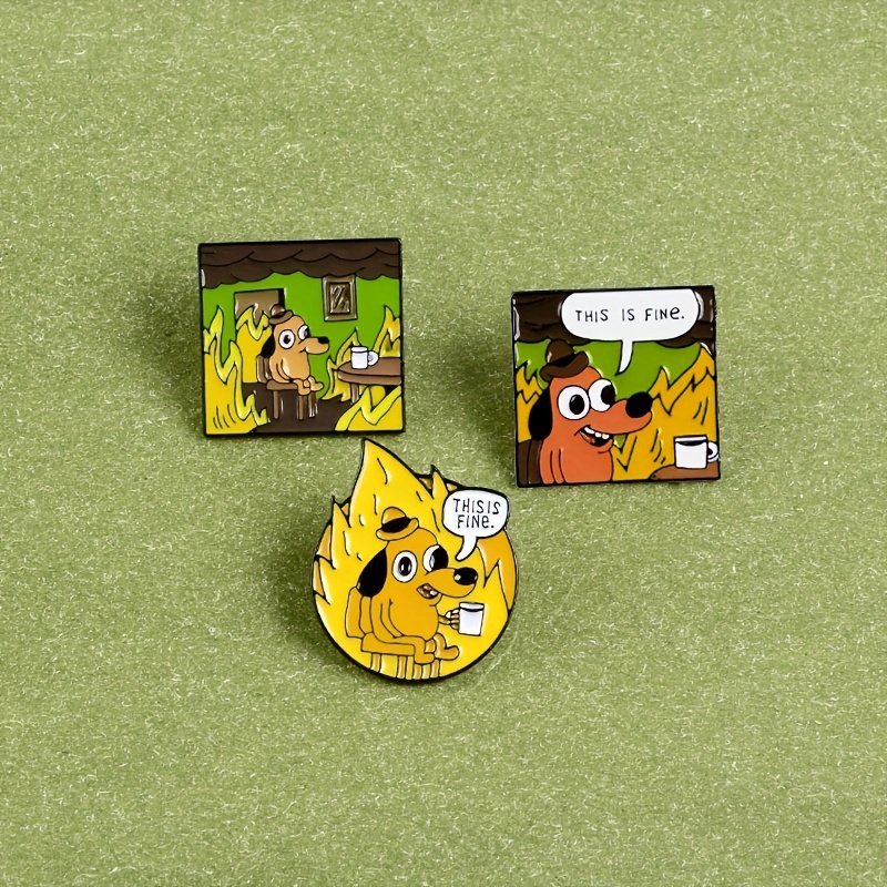 cute And Quirky this Is Fine Dog Cartoon Brooch Perfect - Temu