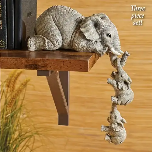 3 pz, elefante in resina, madre con 2 cuccioli che pendono dal bordo della  mensola soprammobile decorativo - Temu Italy