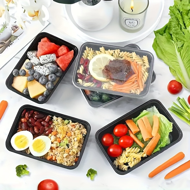 10pcs Disposable Plastic Food Containers Fruit Salad Bento Box Prep Storage  Lunch Boxes Microwavable Meal Restaurant Supplies