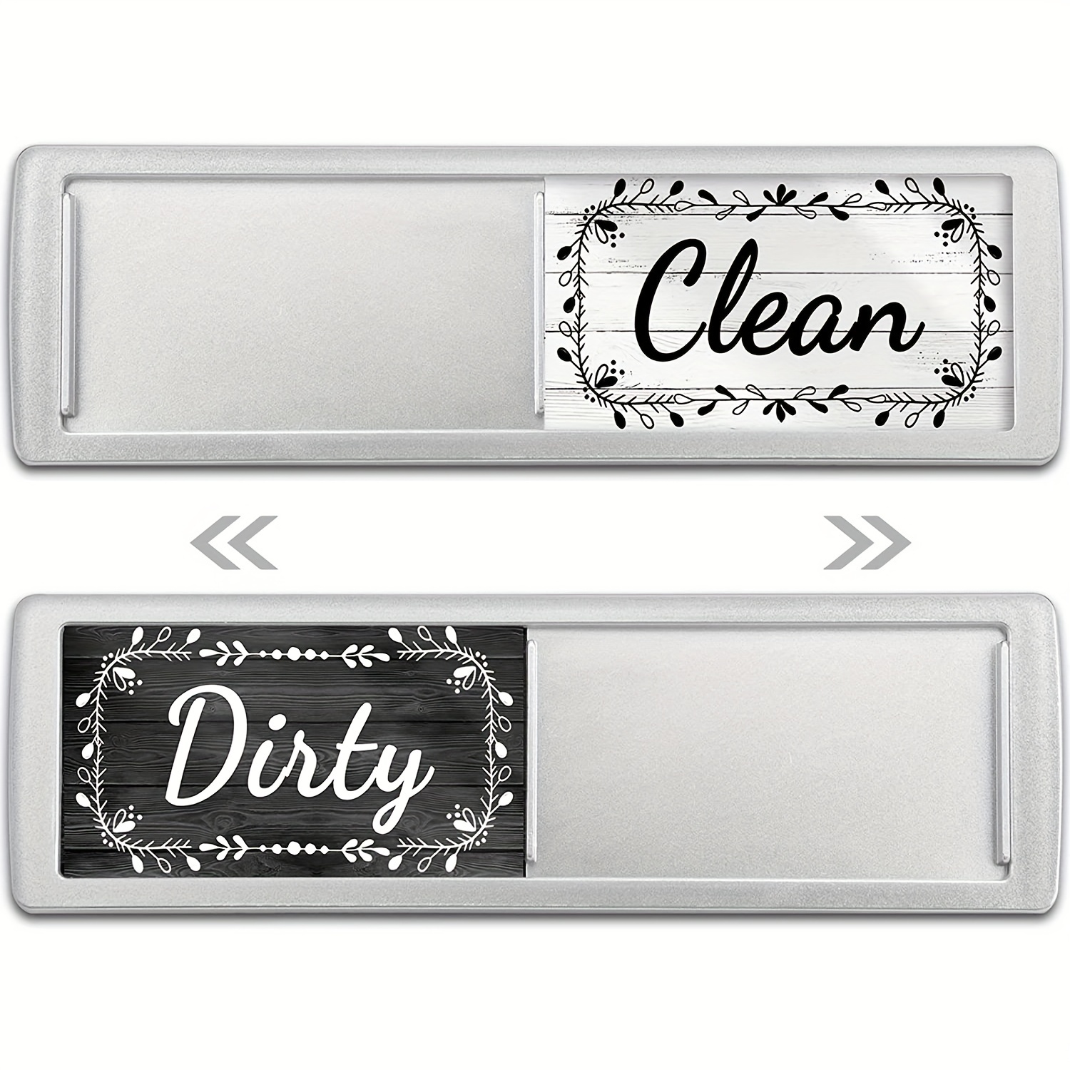 Dishwasher Magnet Clean Dirty Sign, Farmhouse Rustic Wood Design Black and White