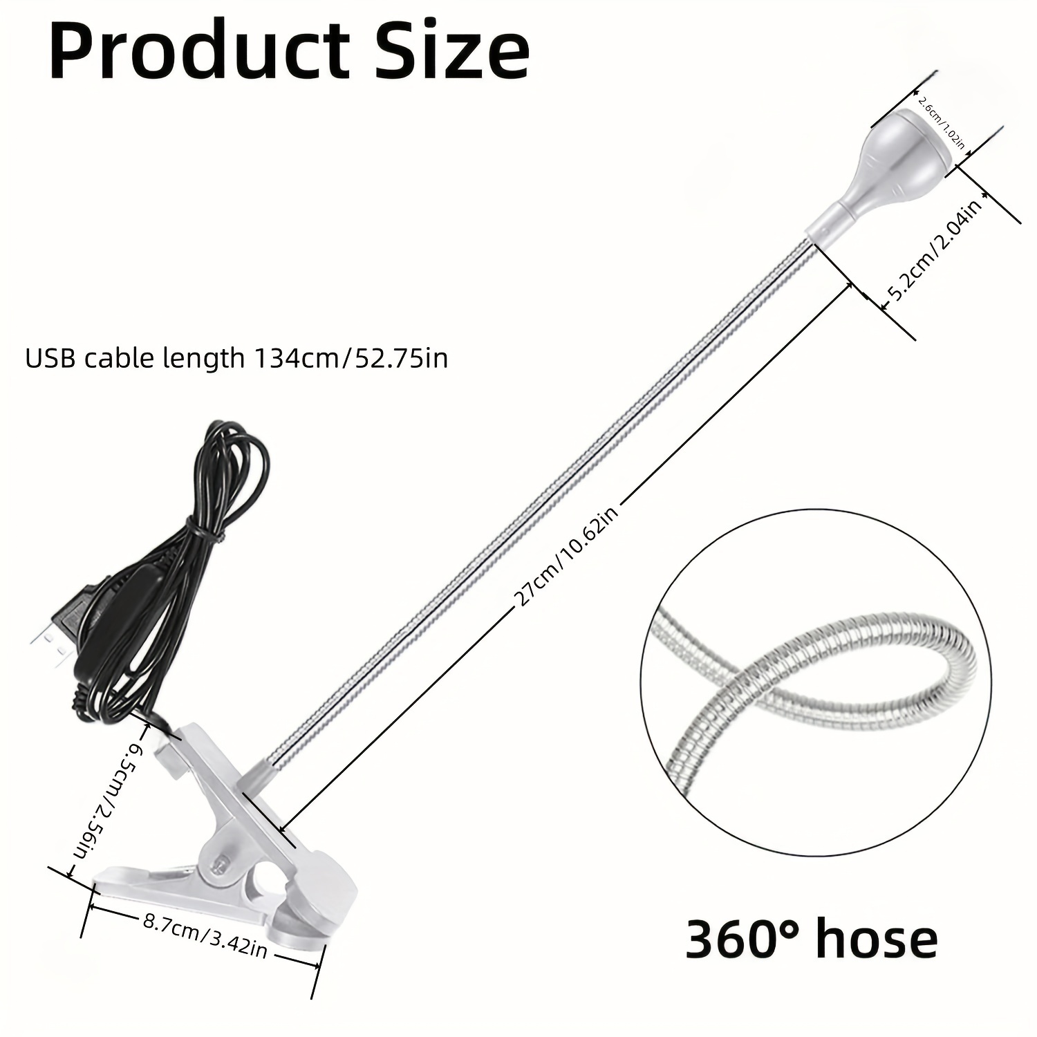 1pc UV LED Light Fixtures With Gooseneck And Clamp, Mini Desk Light Clamp  Portable Gooseneck For Outdoor Stall Gel Nail Curing, 5V USB Input