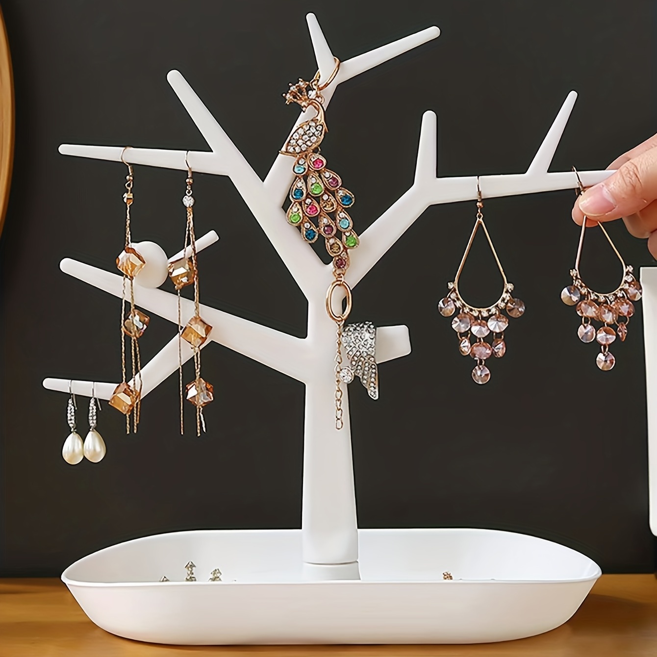 1pc Multifunctional Detachable Bird Tree Shaped Jewelry Storage Rack,  Jewelry Display Stand, Jewelry Holder, Earrings Bracelet Rings Necklace  Jewelry